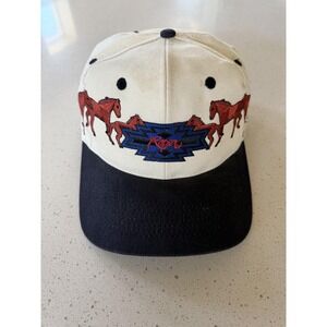 Vintage Roper Hat Cap Strap Back Horse Western Embroidered Beige Black Mens 90s
